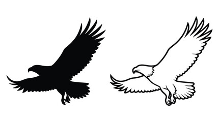 Fototapeta premium Eagle Silhouette Design With White Variant Black And White Illustration