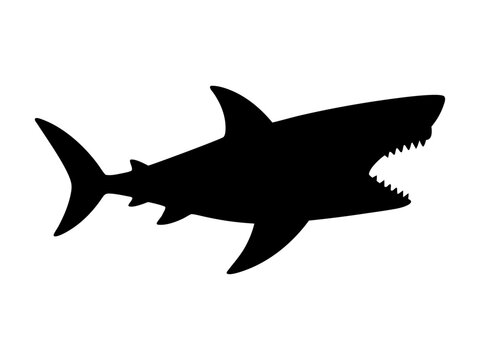 Black shark silhouette isolated on transparent background, perfect for marine adventure logos, sea life DIY crafts, plotter vinyl decals, ocean wildlife branding, vinyl decals, and laser engraving