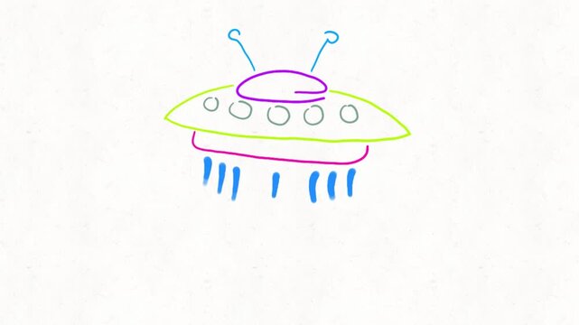 
Colorful Flying Saucer Animation for UFO Alien and Space Exploration Concepts