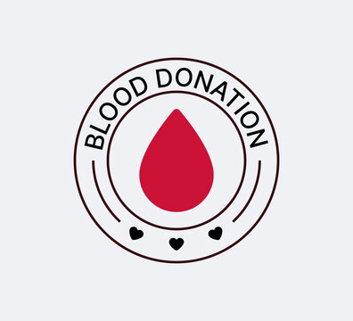 Minimal vector illustration of a blood donation badge icon, representing donor awareness, healthcare support, medical campaigns and public health initiatives for digital and print use