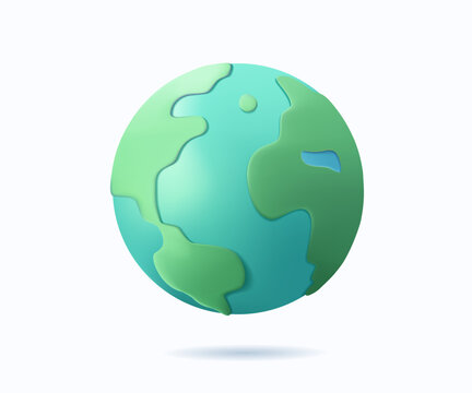 3D vector Earth icon illustration representing planet, globe, geography, world map and global communication concepts. Ideal for web design, mobile apps, infographics, dashboards and digital platforms