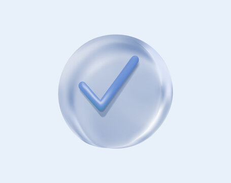 3D check mark icon illustration for approval, verification, validation and confirmation concepts. Ideal for checklist, completed task, success status, compliance, UI, UX and business software