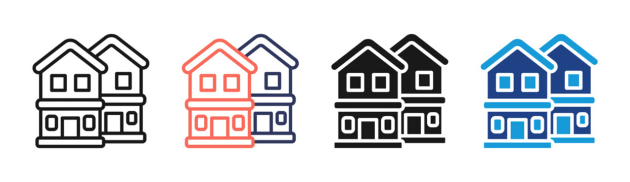 Housing Complex icon set multiple style collection