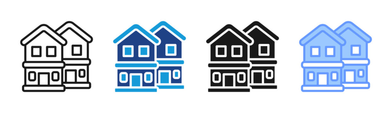 Housing Complex icon set multiple style collection