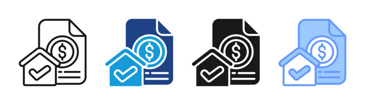 Loan Approval icon set multiple style collection