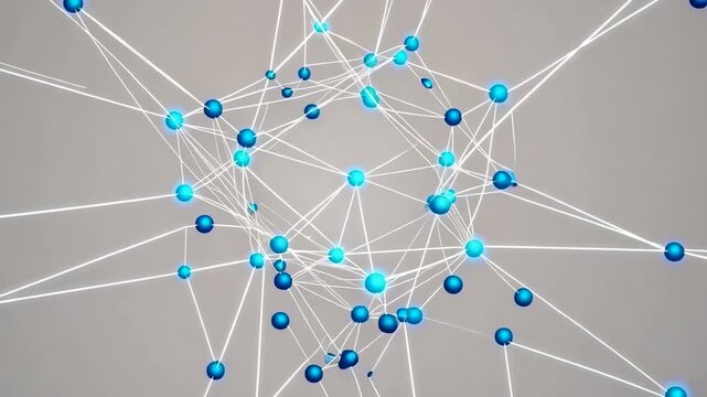 Abstract 3D motion of interconnected nodes in digital space