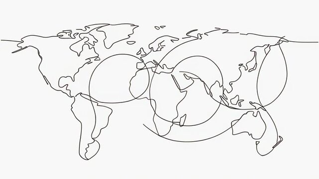 Minimalist world map animation with smooth transitions