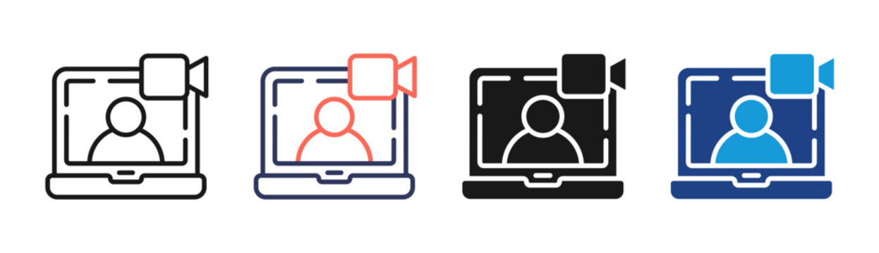 Live Stream icon set multiple style collection