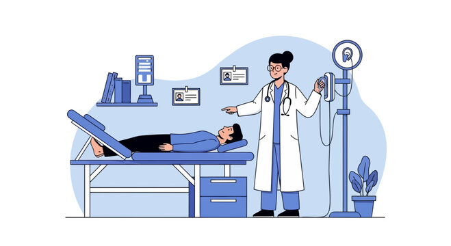 Medical Illustration Featuring Doctor Using Defibrillator On Patient In Examination Room