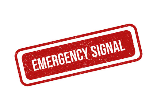 Red emergency signal rubber stamp icon with grunge texture effect