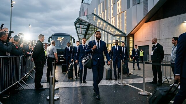 Professional Athletes Arrive in Style for a Major Sporting Event.