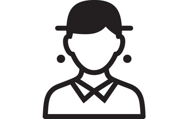 Person Icon with Helmet and Earrings Wearing a Bow Tie Featuring Silhouette, Profile, Portrait with Head and Face Elements for Black, White Projects © TAIFUR