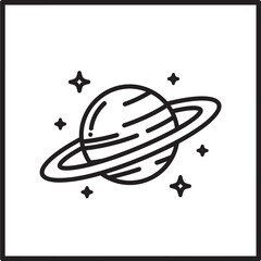Planet Illustration with Ring and Stars in a Simple Cute Cartoon Style on a White Background Featuring Saturn-Like, Outer Space, Space Theme © TAIFUR