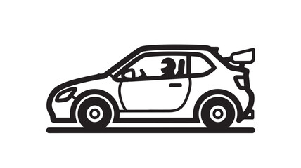 Fototapeta premium Car with Rear Spoiler in Side Profile Illustration Featuring Black and White, Vehicle, Automotive with Transportation and Sporty Elements for Fast