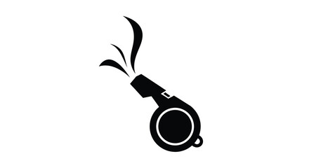 Naklejka premium Black Silhouette Of A Whistle With Sound Waves Minimalist Design Silhouette