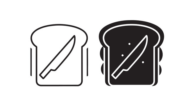 Bread Slices with Knife Illustration on White Background Featuring Slice, Food, Sandwich with Cutting and Kitchen Elements for Cooking, Baking