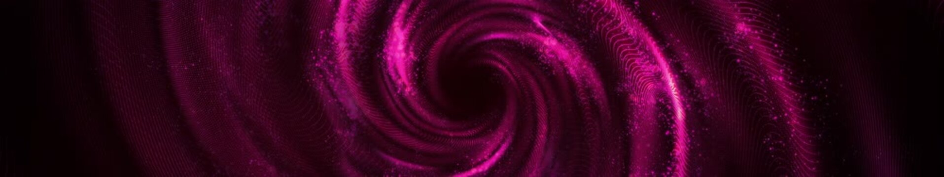 Pink Magenta Digital Vortex Spiral Abstract Background with Glowing Particle Waves and Swirling Energy &mdash; Widescreen Sci-Fi Backdrop Loop