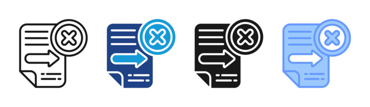 Rejected Document icon set multiple style collection