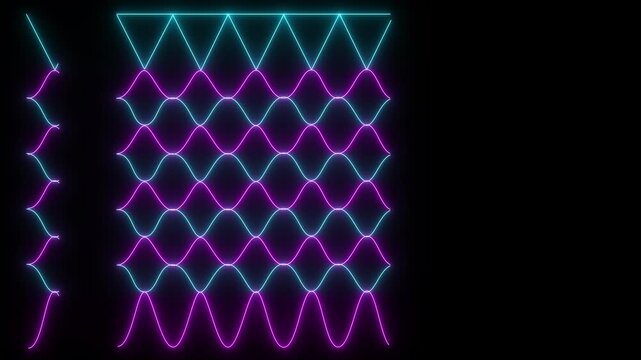 Neon glow basketball hoop ring outline net seamless pattern. Grid web links with garters. Motion graphics of neon net design