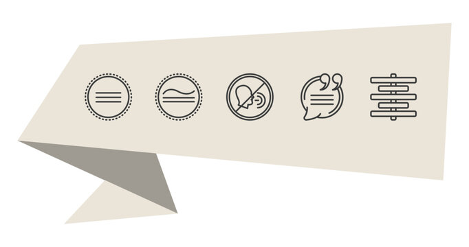 signs outline icon set. thin line identical to, is congruent to, quotes, align center icons. editable vector