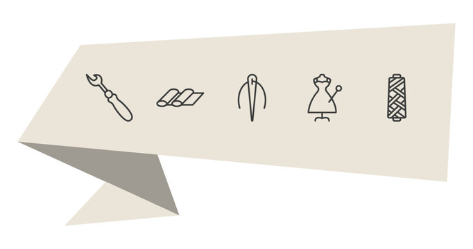 sew outline icon set. thin line seam ripper, fabrics, sewing, spool of thread icons. editable vector