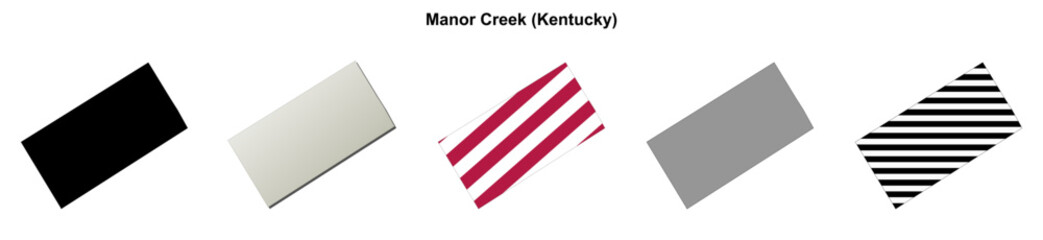 Fototapeta premium Manor Creek (Kentucky) blank outline map set