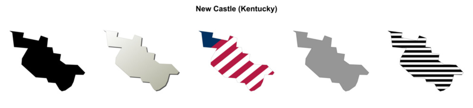 New Castle (Kentucky) blank outline map set