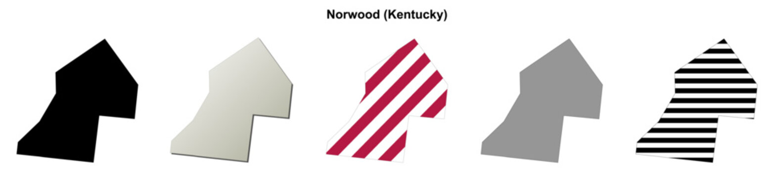 Norwood (Kentucky) blank outline map set