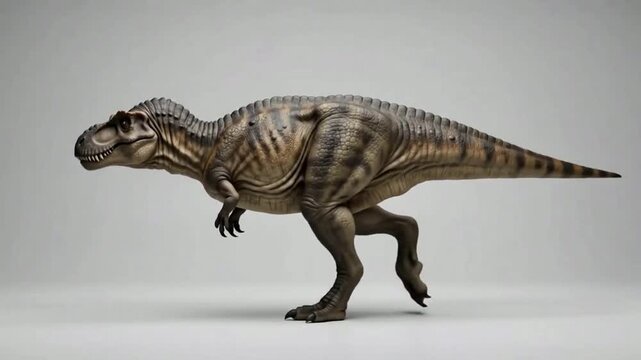 Realistic 3D render of a Tyrannosaurus rex dinosaur in profile view
