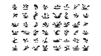 Fototapeta premium Water Splash Silhouettes Vector Set Isolated on White Background
