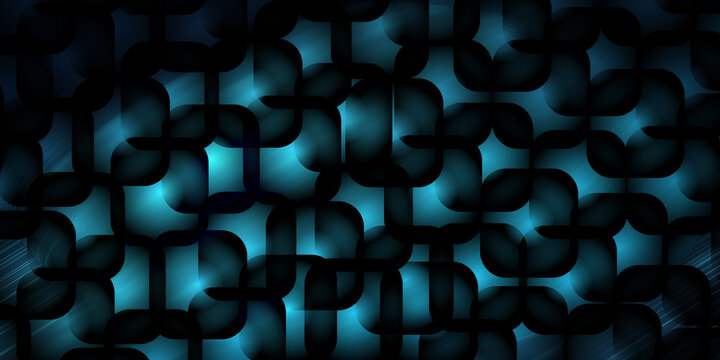 Abstract geometric pattern with rounded squares and blue light gradients