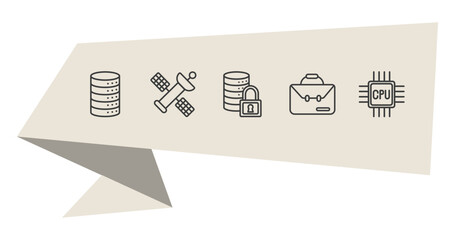 artificial intellegence outline icon set. thin line database, outer space, business, cpu icons. editable vector © Farahim
