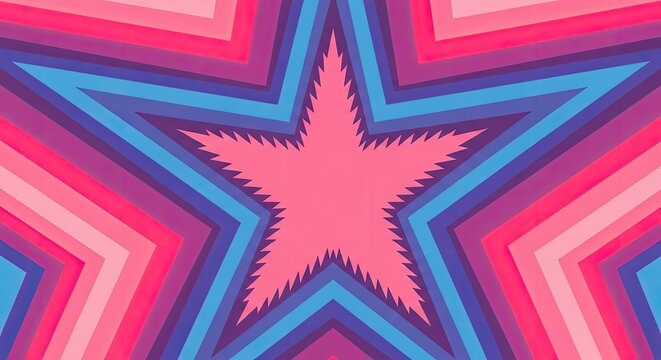 Retro star tunnel pattern in pink red and blue.