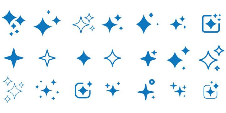 AI generate icon set ai, Artificial intelligence symbol, sparkle star with square button, Generate symbol for application and web