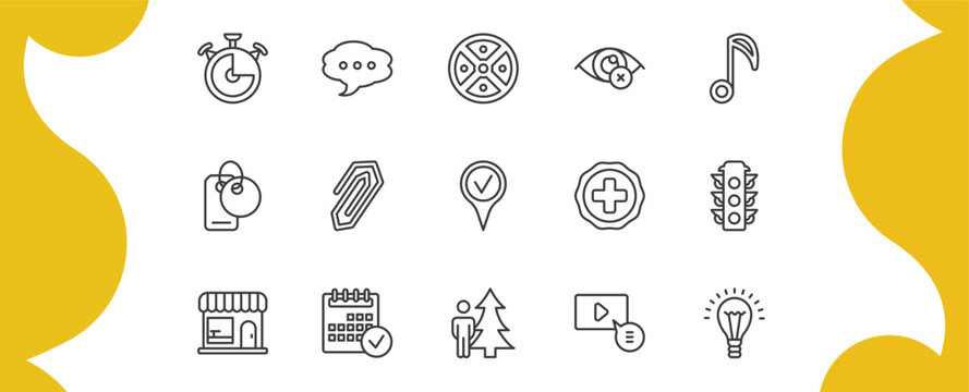 ultimate glyphicons outline icon set. thin line time almost full, message balloon, private eye, light bulb on and more icons. editable vector