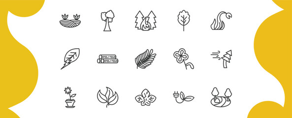 Fototapeta premium nature outline icon set. thin line prairie, tree with white foliage, oak, sunny park and more icons. editable vector