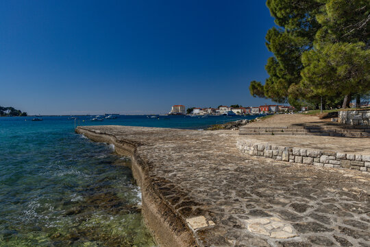 Panoramic view of Porec city on the Adriatic coast in Croatia