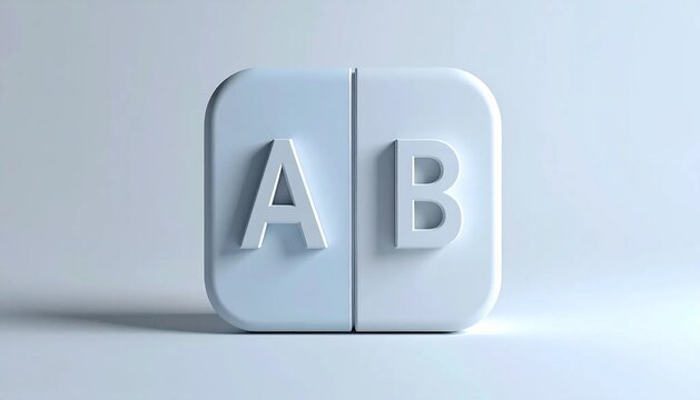 3D split square A/B test icon with zones isolated on white background
