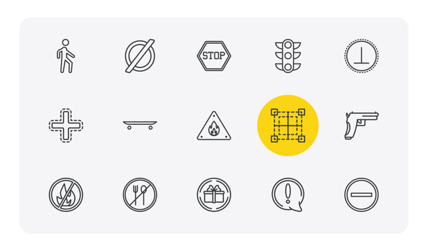 signs outline icon set. thin line pedestrian, empty, traffic, traffic and more icons. editable vector
