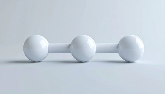 3D three connected nodes content pipeline icon isolated on white backg