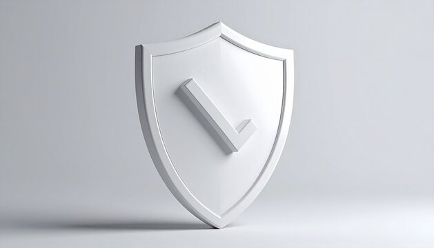 3D shield with checkmark trust icon isolated on white background