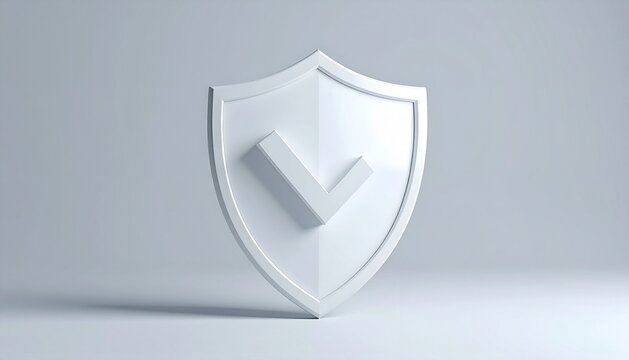 3D shield with checkmark trust icon isolated on white background