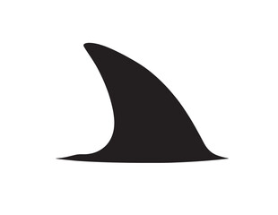 Fototapeta premium Shark fin silhouette, menacing black dorsal fin, ocean predator symbol, danger warning icon, marine life vector graphic