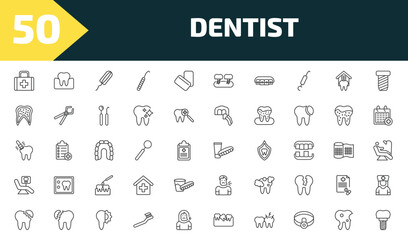dentist outline icon set. thin line aid, occlusal, tampon, implant and more icons. editable vector © Farahim