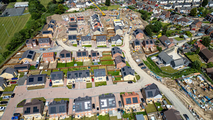 Fototapeta premium Aerial View of Residential Construction at Noble Homes in Knottingley, UK.