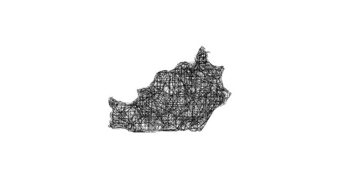 Sketch Semnan outline map animation - smooth progressive reveal