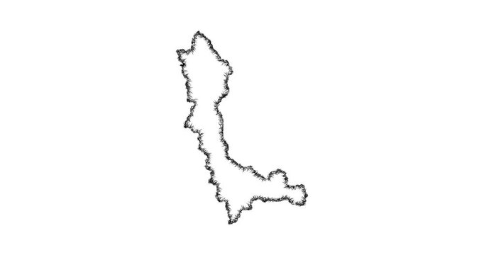 Sketch West Azarbaijan outline map animation - smooth progressive reveal