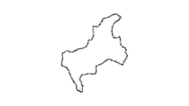 Sketch Yazd outline map animation - smooth progressive reveal