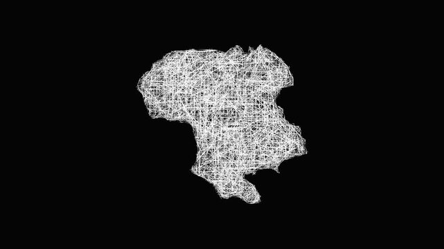 Sketch Zanjan outline map animation - smooth progressive reveal