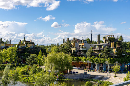Sustainable Community by Water at Center Parcs Villages Nature Paris, France.